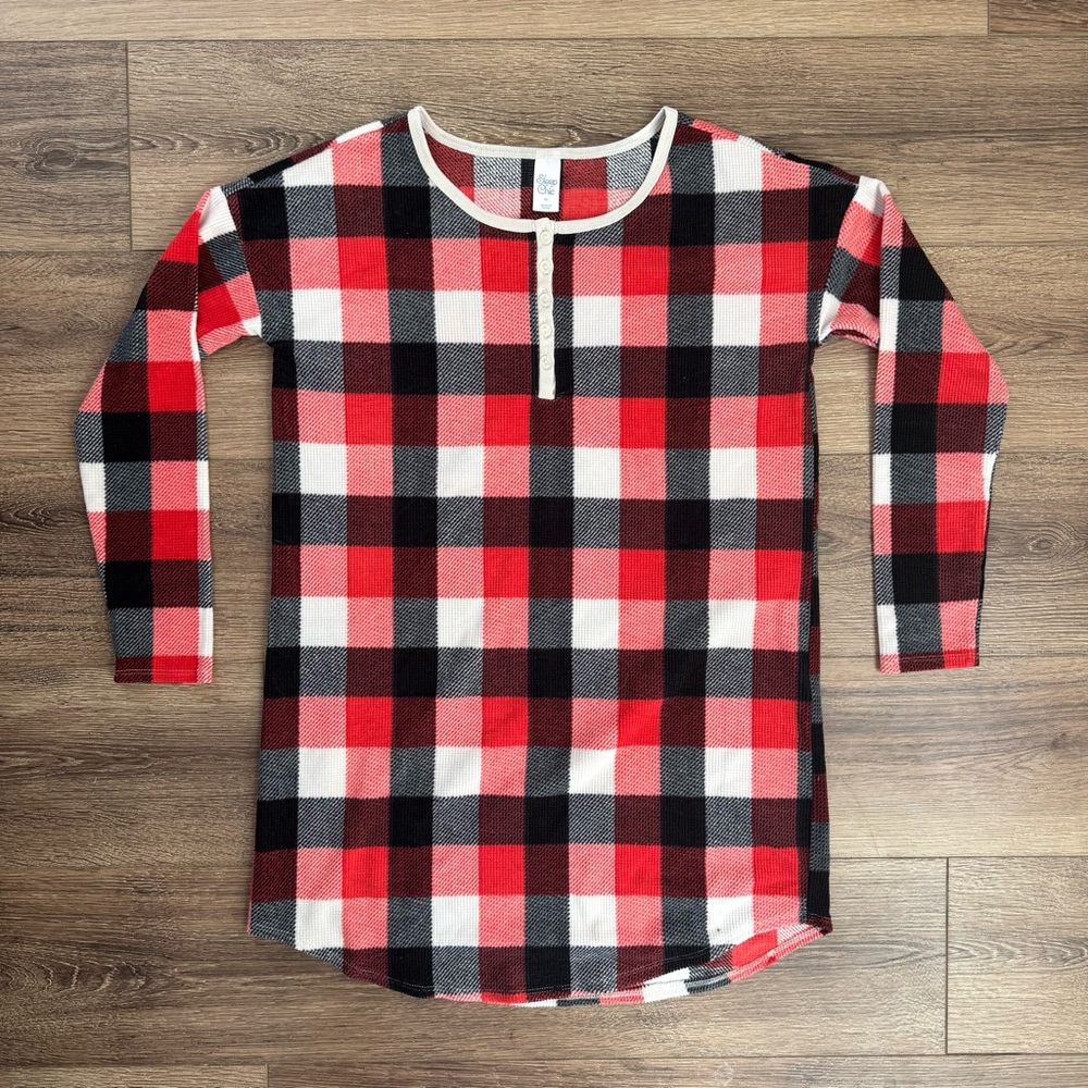 Sleep Chic Red Black & White Buffalo Plaid Pajama Dress